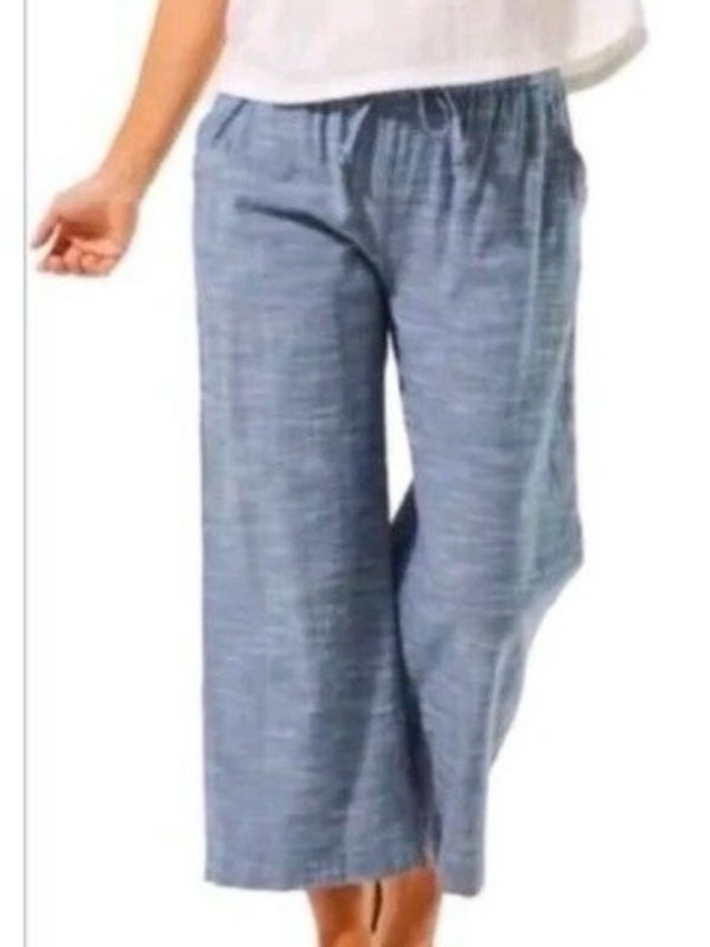 NWOT Pact Chambray Sunday Wide Leg 100% Organic Cotton Cropped Women’s s Small